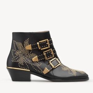 *AUTHENTIC* CHLOÉ - Susanna short boot - black gold - women’s 35.5